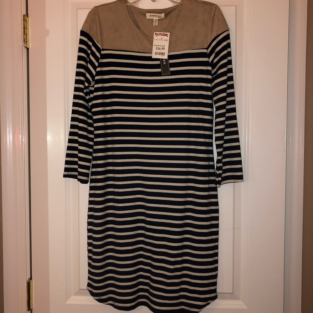 Monetau blue and white stripped dress